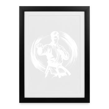 Silhouette de Karaté Parfaite en Combat Dynamique - Affiche encadrée (27 × 37 cm) - noir - Devant
