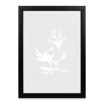 Funny seagulls coastal bird with big eyes - Framed poster (27 × 37 cm) - black - Front