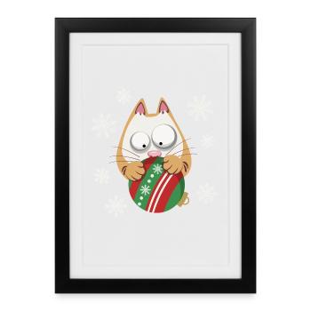 Cute Christmas Cat Winter Atmosphere - Framed poster (27 × 37 cm) - black - Front