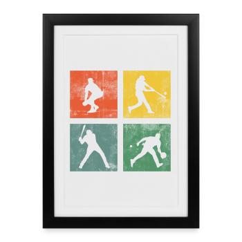 Baseball Softball Sport Retro - Framed poster (27 × 37 cm) - black - Front