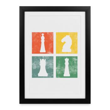 Échecs Pièces d’échecs Joueurs d’échecs - Affiche encadrée (27 × 37 cm) - noir - Devant