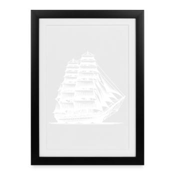 Vintage Sailing Ship Dreams Pure Nostalgia - Framed poster (27 × 37 cm) - black - Front