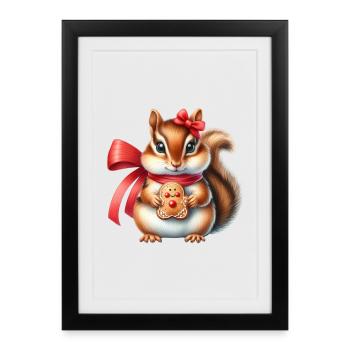 Ginger Squirrel with Cookie - Framed poster (27 × 37 cm) - black - Front
