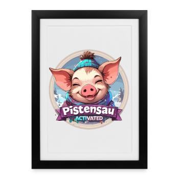 Pistensau Activated Winter Scene Apreski Party - Framed poster (27 × 37 cm) - black - Front
