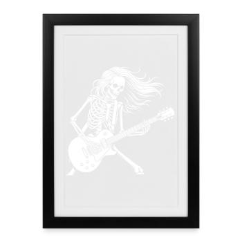 Rock Star Skeleton Guitar Playe - Gerahmtes Poster (27 × 37 cm) - Schwarz - Vorne