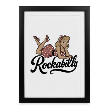 Rockabilly Femme Années 50 Allongé Jupon Cadeau - Affiche encadrée (27 × 37 cm) - noir - Devant