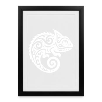 Cute Chameleon Tattoo Disguise - Framed poster (27 × 37 cm) - black - Front