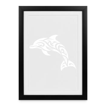 Jumping Tribal Tattoo Bottlenose dolphin dolphin - Framed poster (27 × 37 cm) - black - Front