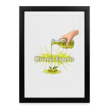 Expert en huile d’olive - Affiche encadrée (27 × 37 cm) - noir - Devant