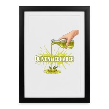 Amateurs d’huile d’olive - Affiche encadrée (27 × 37 cm) - noir - Devant