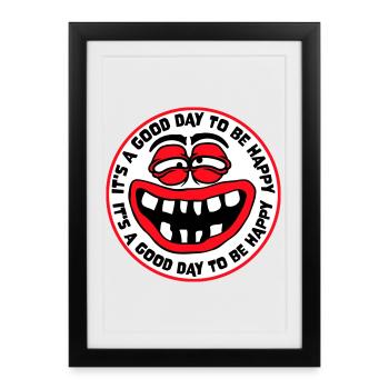 Bonjour sois heureux Motivation positive Dire bonheur - Affiche encadrée (27 × 37 cm) - noir - Devant