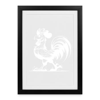 Alarme coq de ferme à partir de 5h du matin - Fort, fier - Affiche encadrée (27 × 37 cm) - noir - Devant