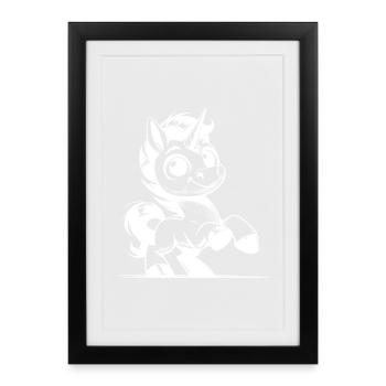 Petit bébé licorne câlin charmant - Affiche encadrée (27 × 37 cm) - noir - Devant