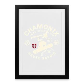 Chamonix Snow Riders Vintage 1967 - Affiche encadrée (27 × 37 cm) - noir - Devant