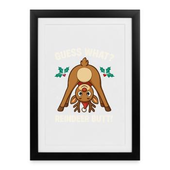 Guess What Reindeer Butt Christmas Joke - Framed poster (27 × 37 cm) - black - Front