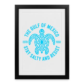 Gulf of Mexico Turtle Stay Salty and Resist - Framed poster (27 × 37 cm) - black - Front