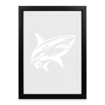 The ocean shark is calling and it has many teeth - Framed poster (27 × 37 cm) - black - Front
