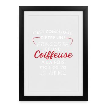 Prinzessin Friseurin, ich leite - Gerahmtes Poster (27 × 37 cm) - Schwarz - Vorne