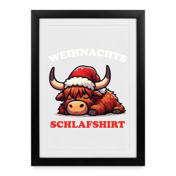 Christmas Sleep Shirt Christmas Highland Cattle - Framed poster (27 × 37 cm) - black - Front