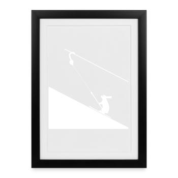 Hare climbing on rope - Framed poster (27 × 37 cm) - black - Front