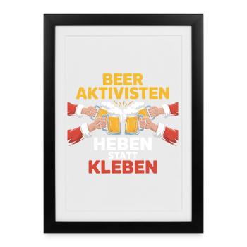 Activistes de la bière - Mème drôle de la boisson - Affiche encadrée (27 × 37 cm) - noir - Devant