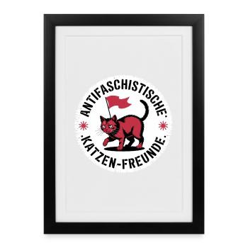 Amis des chats antifascistes - Contre la droite - Affiche encadrée (27 × 37 cm) - noir - Devant
