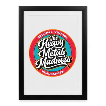 Heavy Metal Madness Retro Badge - Framed poster (27 × 37 cm) - black - Front