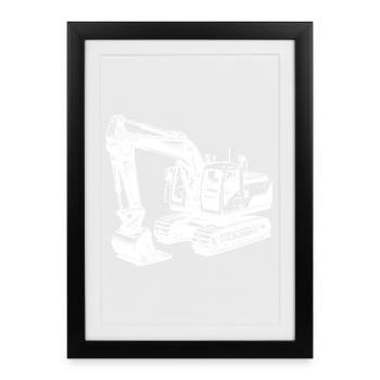 Pelle puissante : la machine à bras long - Affiche encadrée (27 × 37 cm) - noir - Devant