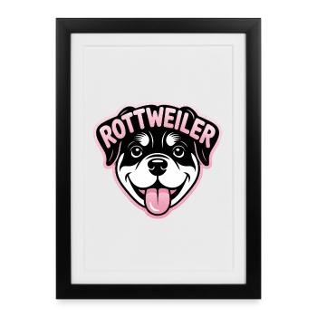 Rottweiler - Logo de l’animal de compagnie cool - Affiche encadrée (27 × 37 cm) - noir - Devant