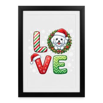 Bichon Frisé Love Christmas Dog Gift Cute - Framed poster (27 × 37 cm) - black - Front