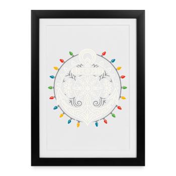 Ancre de Noël Maritime Mandala Lighty Light - Affiche encadrée (27 × 37 cm) - noir - Devant