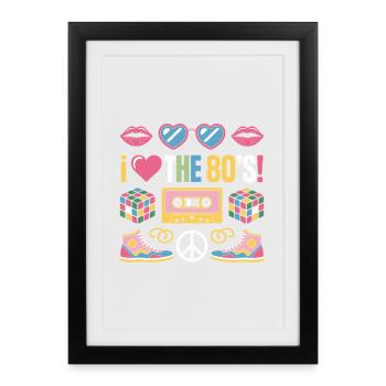 J’adore les années 80 - Affiche encadrée (27 × 37 cm) - noir - Devant