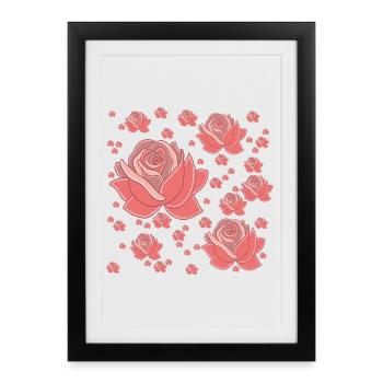 Pluie de roses - Affiche encadrée (27 × 37 cm) - noir - Devant
