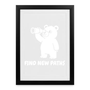 Bear avec télescope – Nouveaux chemins - Affiche encadrée (27 × 37 cm) - noir - Devant