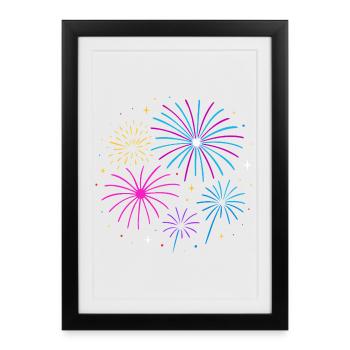 Fireworks New Year's Eve Design – Happy New Year - Framed poster (27 × 37 cm) - black - Front