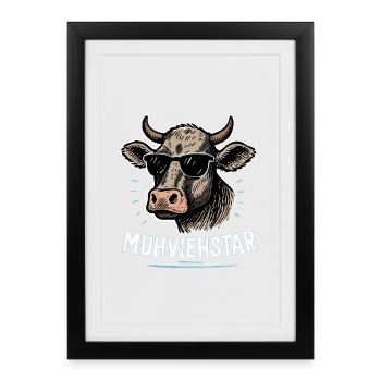 Muhviehstar – Funny Cow Country Life Word Game - Framed poster (27 × 37 cm) - black - Front