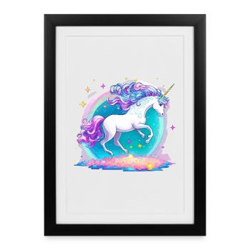 Unicorn Galaxy Neon - Affiche encadrée (27 × 37 cm) - noir - Devant