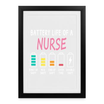 Battery Level of a Caregiver Humor - Framed poster (27 × 37 cm) - black - Front