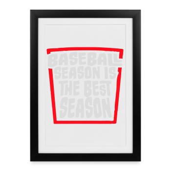 La saison de baseball est la meilleure saison des sports de fans - Affiche encadrée (27 × 37 cm) - noir - Devant
