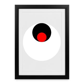 3 circles, white, black and red - Framed poster (27 × 37 cm) - black - Front