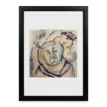 Portrait d’ours dans un style aquarelle - Affiche encadrée (27 × 37 cm) - noir - Devant