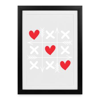 Tic Tac Toe Hearts Cute Matching Couples Valentine - Framed poster (27 × 37 cm) - black - Front