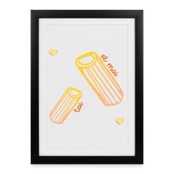 Pâtes Relation Amour - Affiche encadrée (27 × 37 cm) - noir - Devant