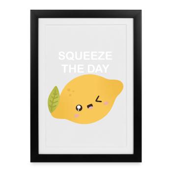 Charme Citron Presser la Journée - Affiche encadrée (27 × 37 cm) - noir - Devant
