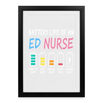 Emergency Nurse Battery Level Levels Humor - Framed poster (27 × 37 cm) - black - Front