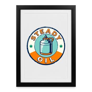 Insigne Steady Oil Vintage - Affiche encadrée (27 × 37 cm) - noir - Devant
