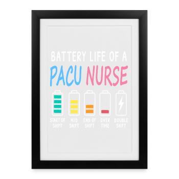 Battery level of a recovery room caregiver humor - Framed poster (27 × 37 cm) - black - Front