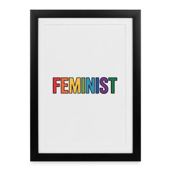 Féministe - T-shirt Logo Féminisme - Affiche encadrée (27 × 37 cm) - noir - Devant