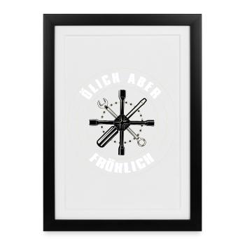Cadeau de mécanicien Mécanicien Mécanicien de voiture Expressions de mécanicien automobile - Affiche encadrée (27 × 37 cm) - noir - Devant