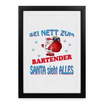 BARMAN DU PÈRE NOËL - Affiche encadrée (27 × 37 cm) - noir - Devant